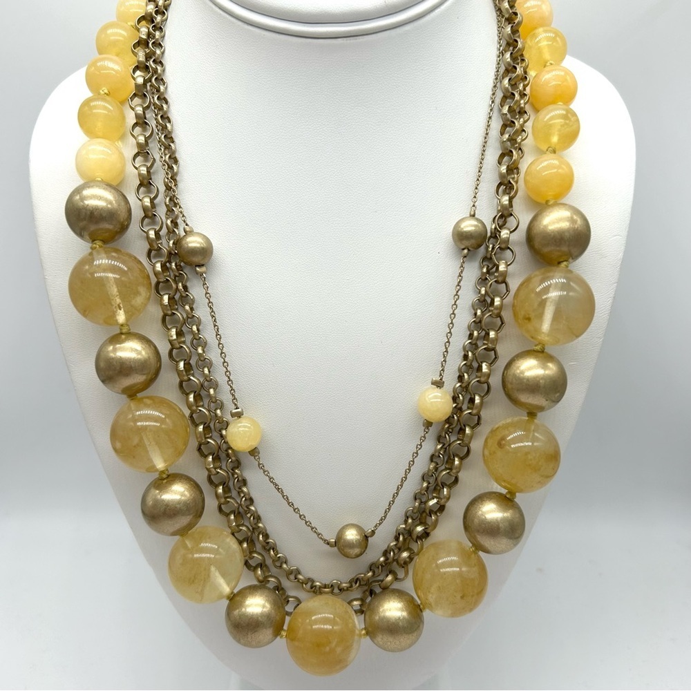Talbots Multi-Strand Gold Yellow Beaded Necklace